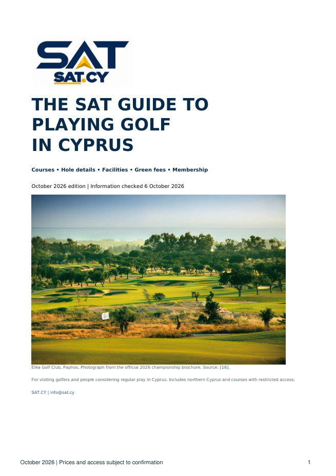 Cover of The SAT Guide to Playing Golf in Cyprus